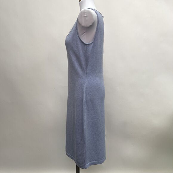 St. John Collection Sweater Dress Size 8 Light Blue White Sleeveless Wool Blend - Picture 4 of 10